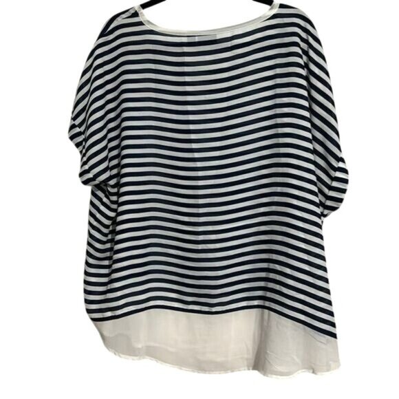 A.n.a Navy & White Striped Womens Top 1X - Picture 5 of 8